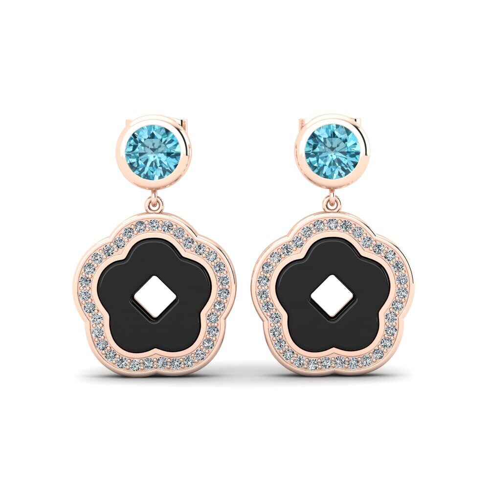 9ct Rose Gold Blue Zircon Women's Earring Mattos