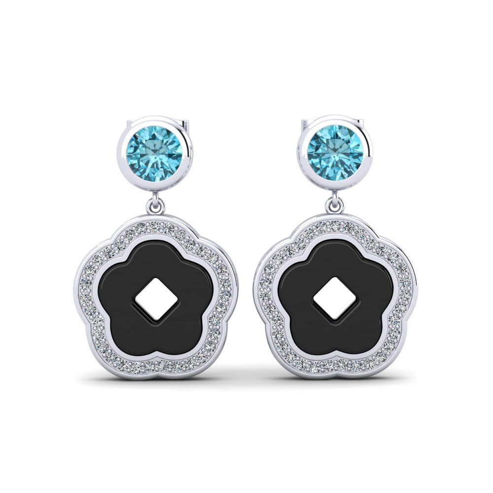 White Silver Blue Zircon Women's Earring Mattos