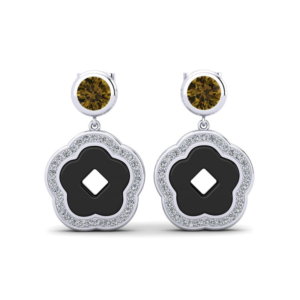 White Silver Brown Zircon Women's Earring Mattos