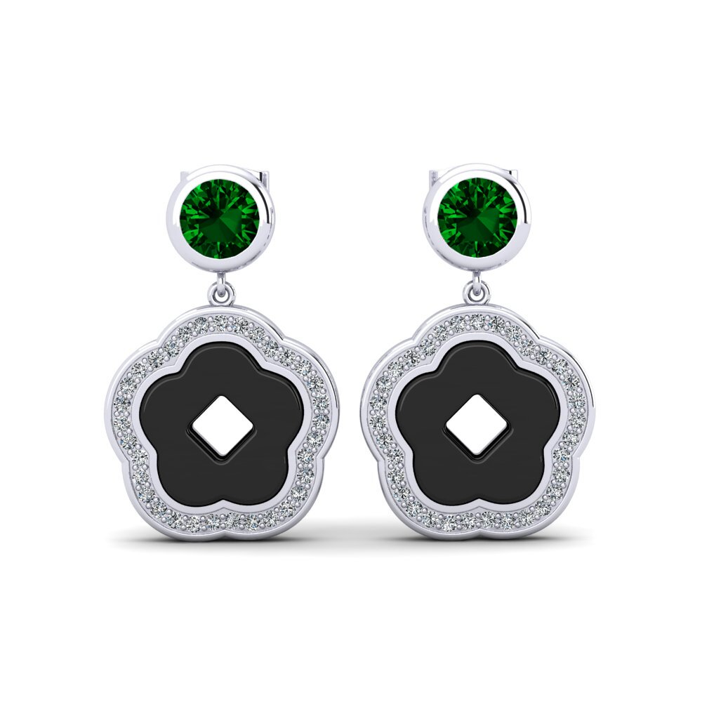 950 Platinum Green Zirconia Women's Earring Mattos