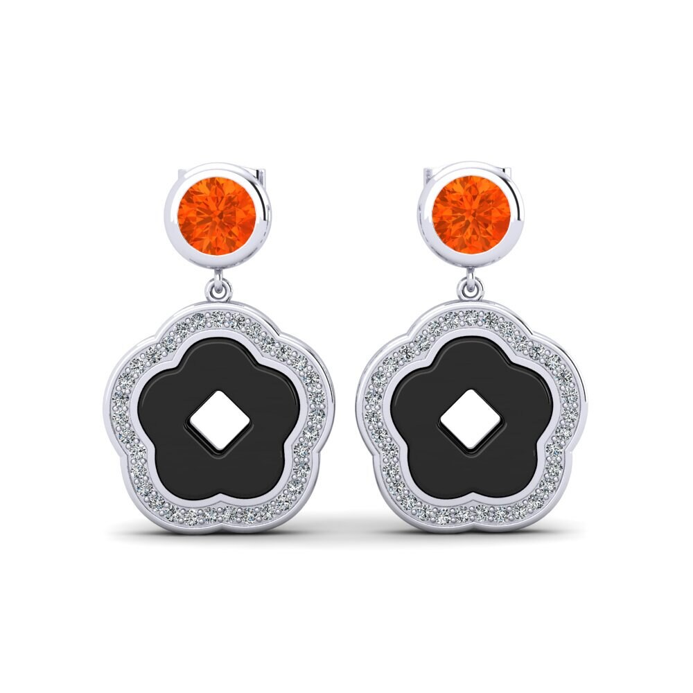 950 Platinum Fire Opal Women's Earring Mattos