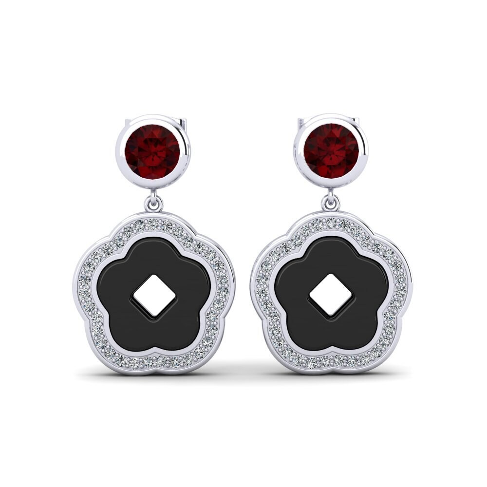 950 Platinum Garnet Women's Earring Mattos