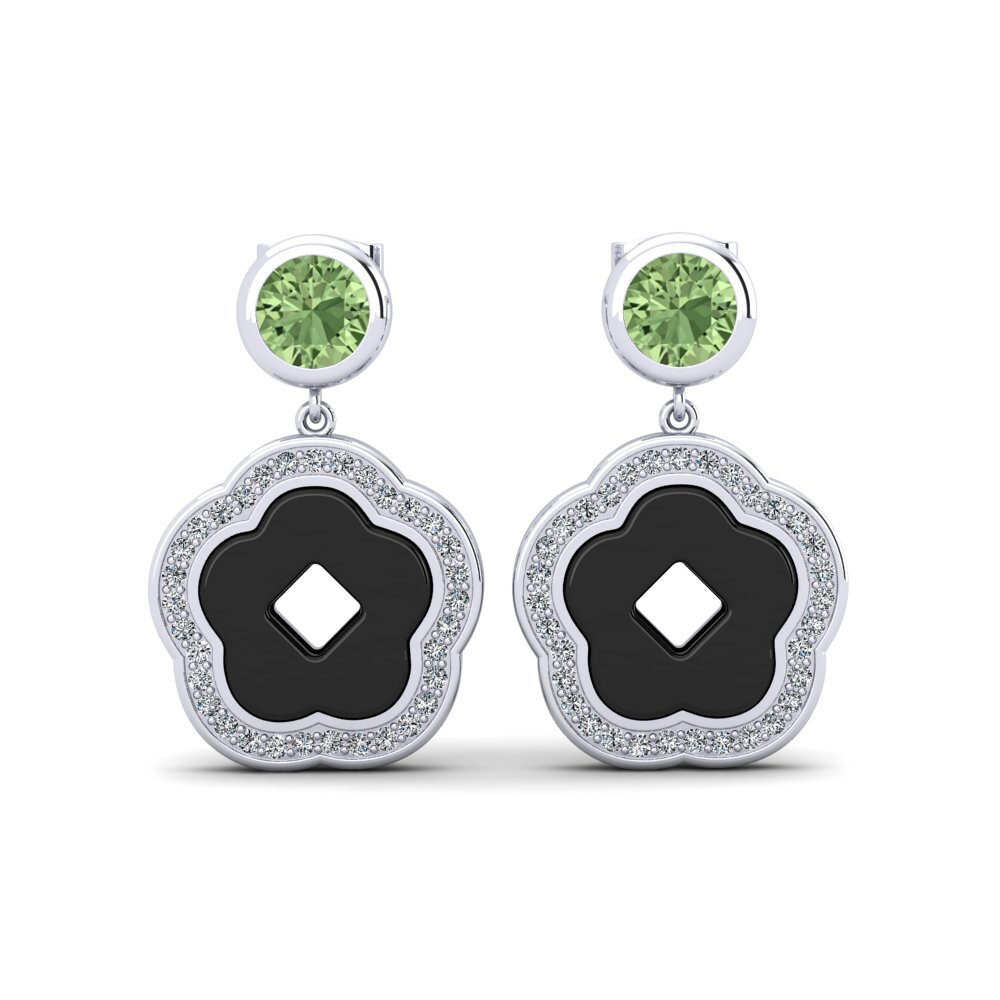 White Silver Green Sapphire Women's Earring Mattos