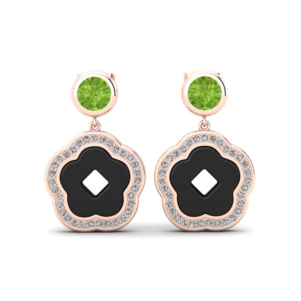 14ct Rose Gold Peridot Women's Earring Mattos