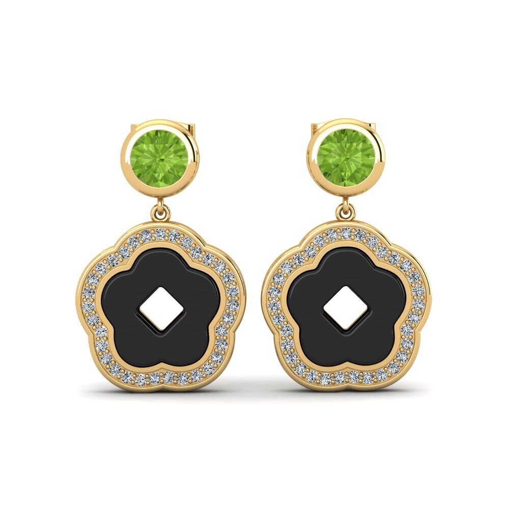 14ct Yellow Gold Peridot Women's Earring Mattos