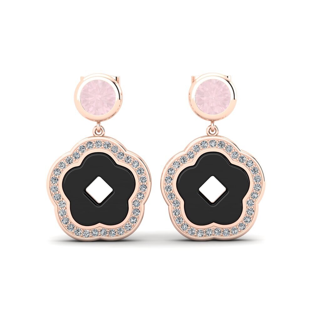 18ct Rose Gold Rose Quartz Women's Earring Mattos