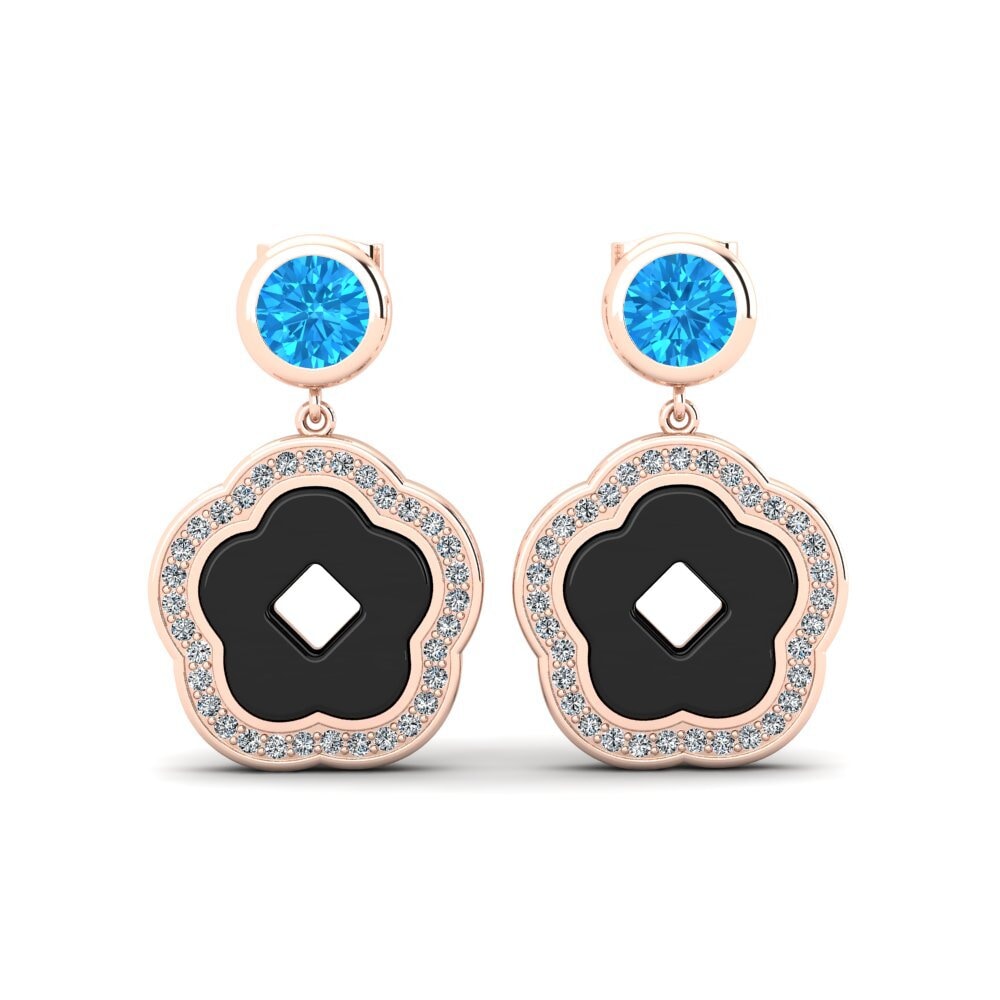 9ct Rose Gold Blue Topaz Women's Earring Mattos