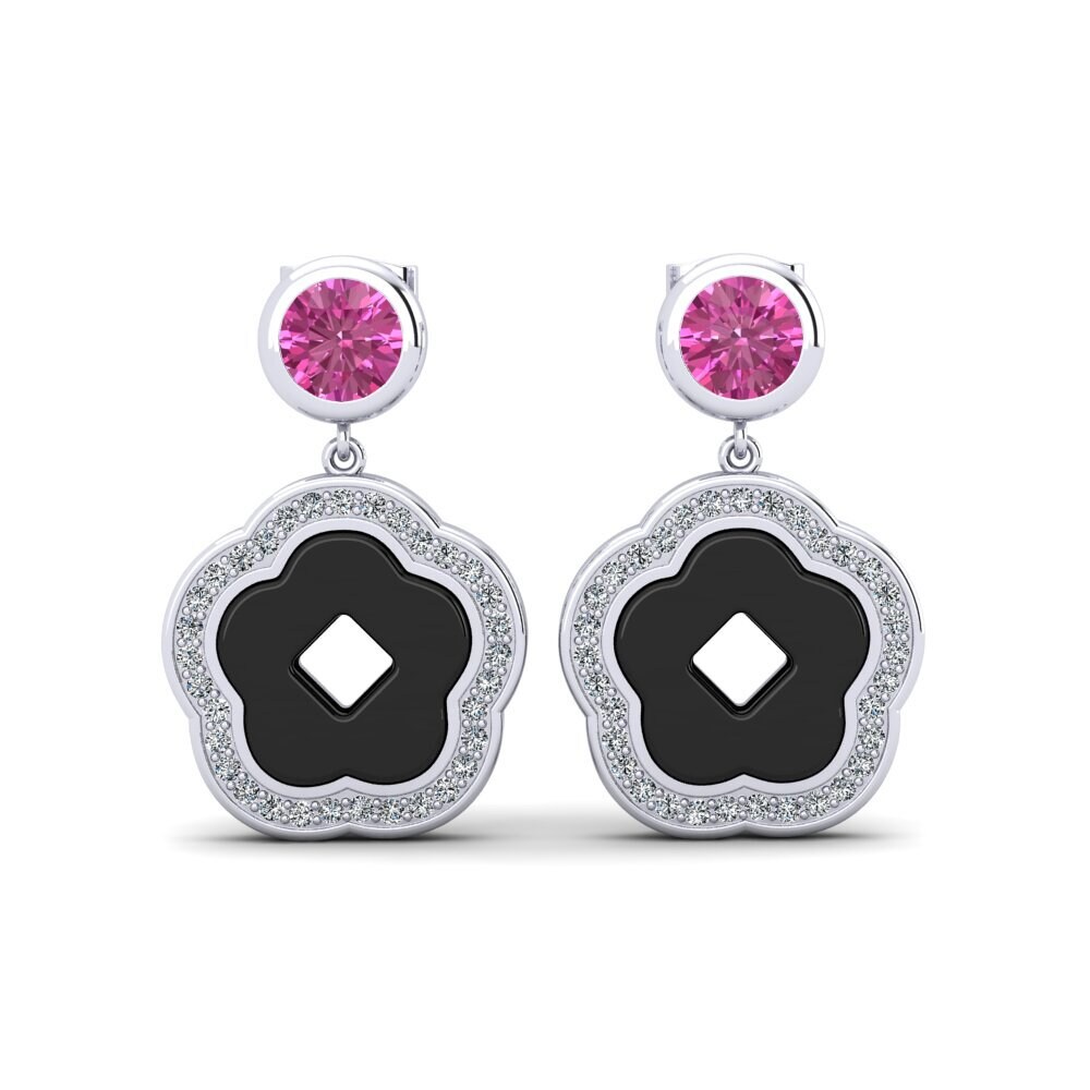 950 Platinum Pink Topaz Women's Earring Mattos