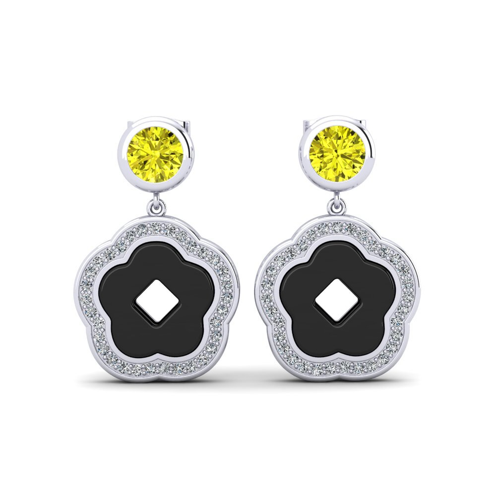 14ct White Gold Yellow Diamond Women's Earring Mattos