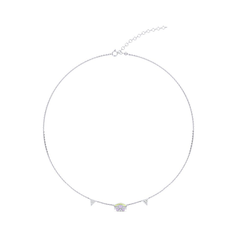 9k Oro Blanco Amatista Collar Gargantilla de Mujer Matyti