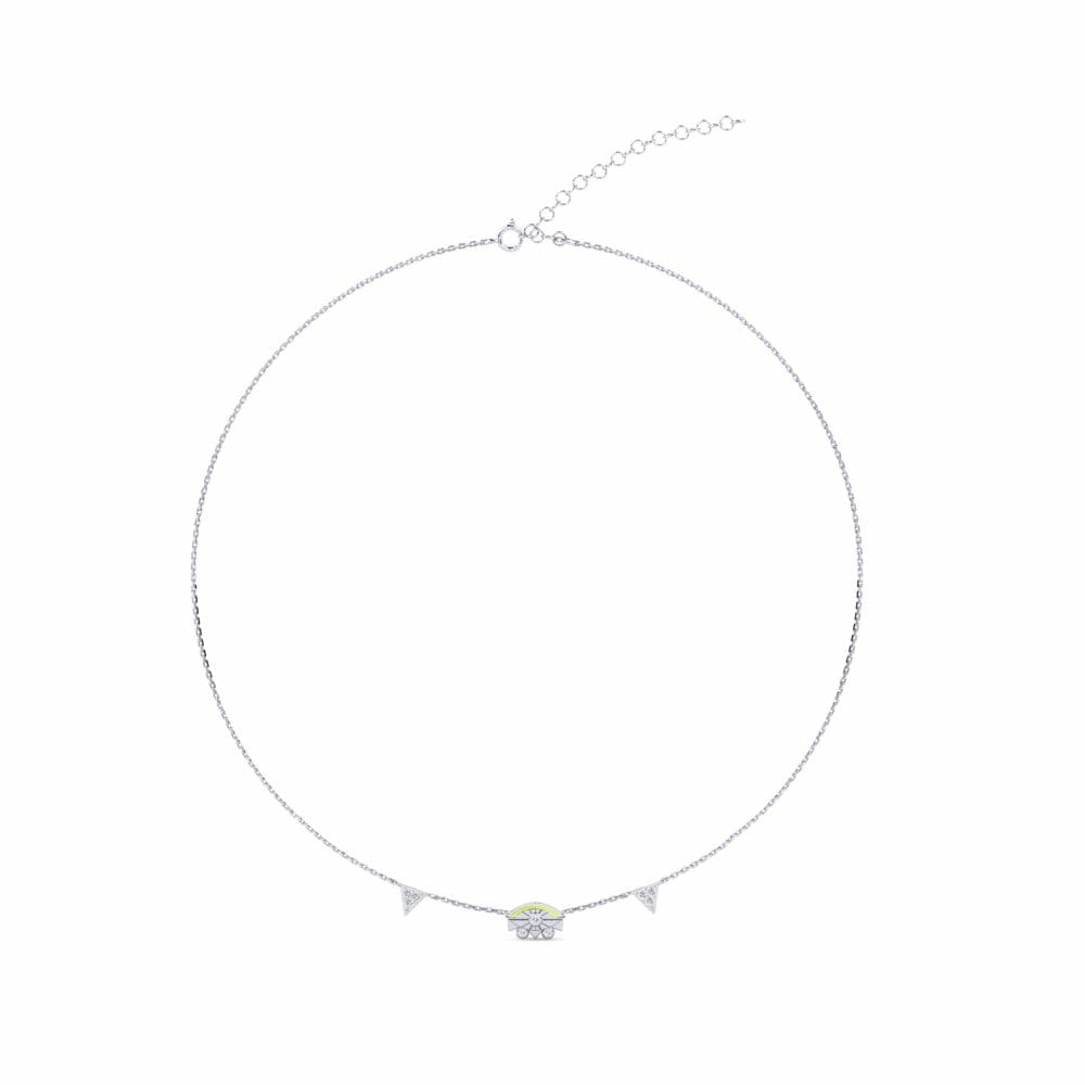 14k Oro Blanco Diamante Collar Gargantilla de Mujer Matyti