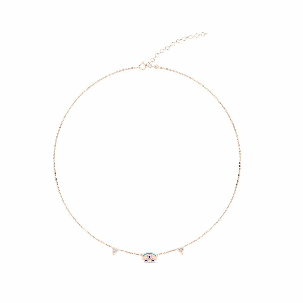 Vàng Hồng 9K Đá Sapphire Dây chuyền choker nữ Matyti