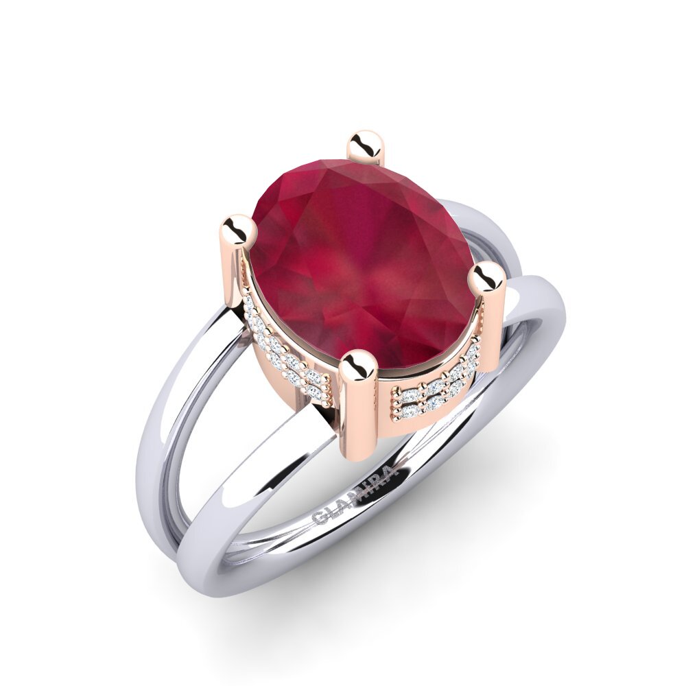 14ct White & Rose Gold Ruby Engagement Ring Maulika