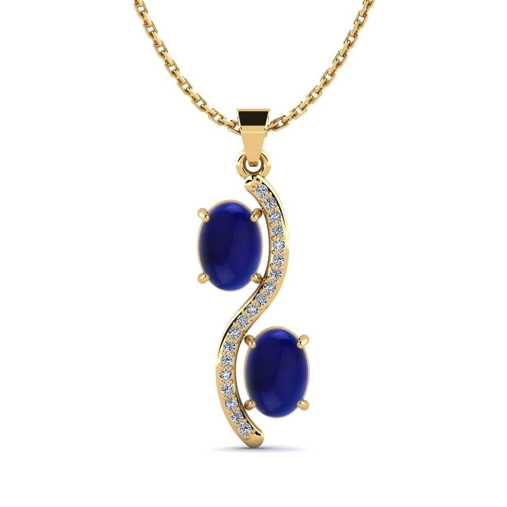 9k Oro Amarillo Zafiro Cabujón Colgante de Mujer Maurelle