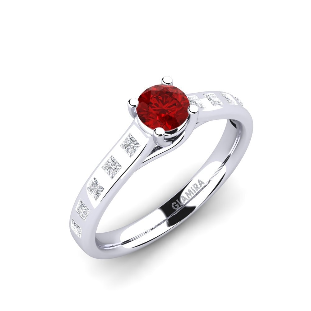 Rubí (Creado en laboratorio) Anillo de compromiso Mauricette
