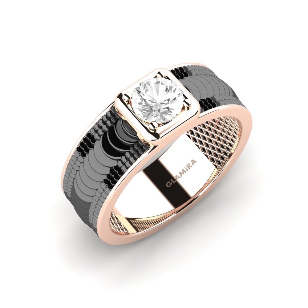 9ct Rose Gold White sapphire Men's Ring Mauro