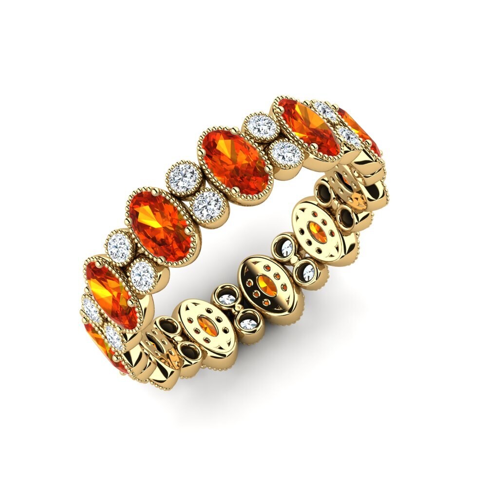 Or Jaune 14k Saphir orange Bague Maurox