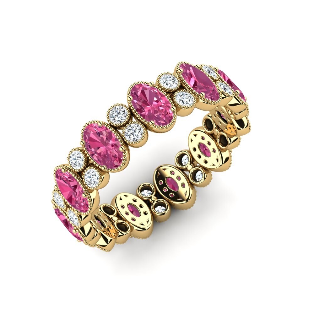 Or Jaune 14k Tourmaline Rose Bague Maurox