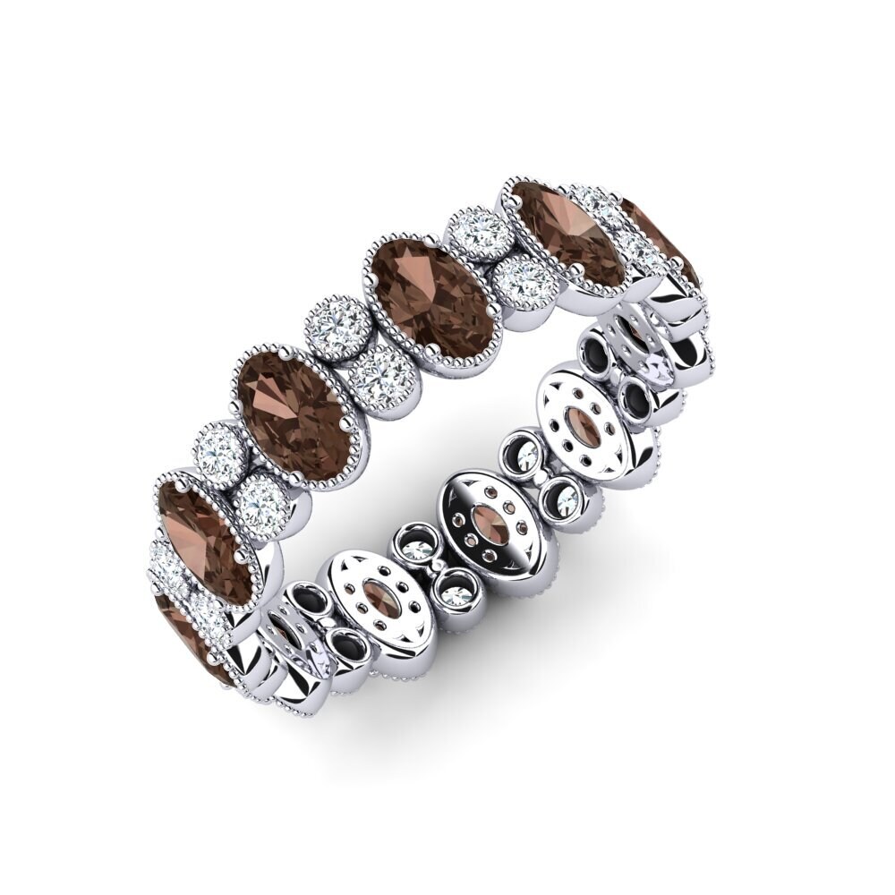 Or Blanc 14k Quartz Fumé Bague Maurox