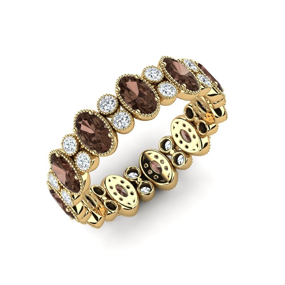 Or Jaune 14k Quartz Fumé Bague Maurox