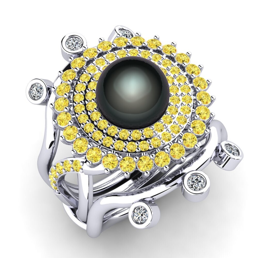 950 Platinum Yellow Sapphire Ring Mawk SET