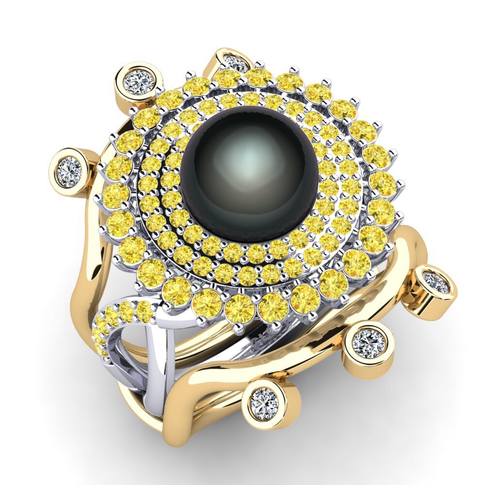 14ct White / Yellow Gold Yellow Sapphire Ring Mawk SET