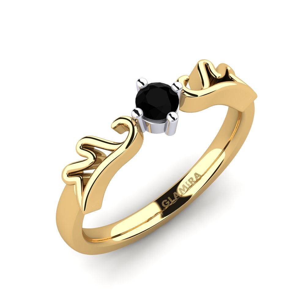 9k Oro Amarillo & Blanco Anillo de compromiso Maya 0.16 crt