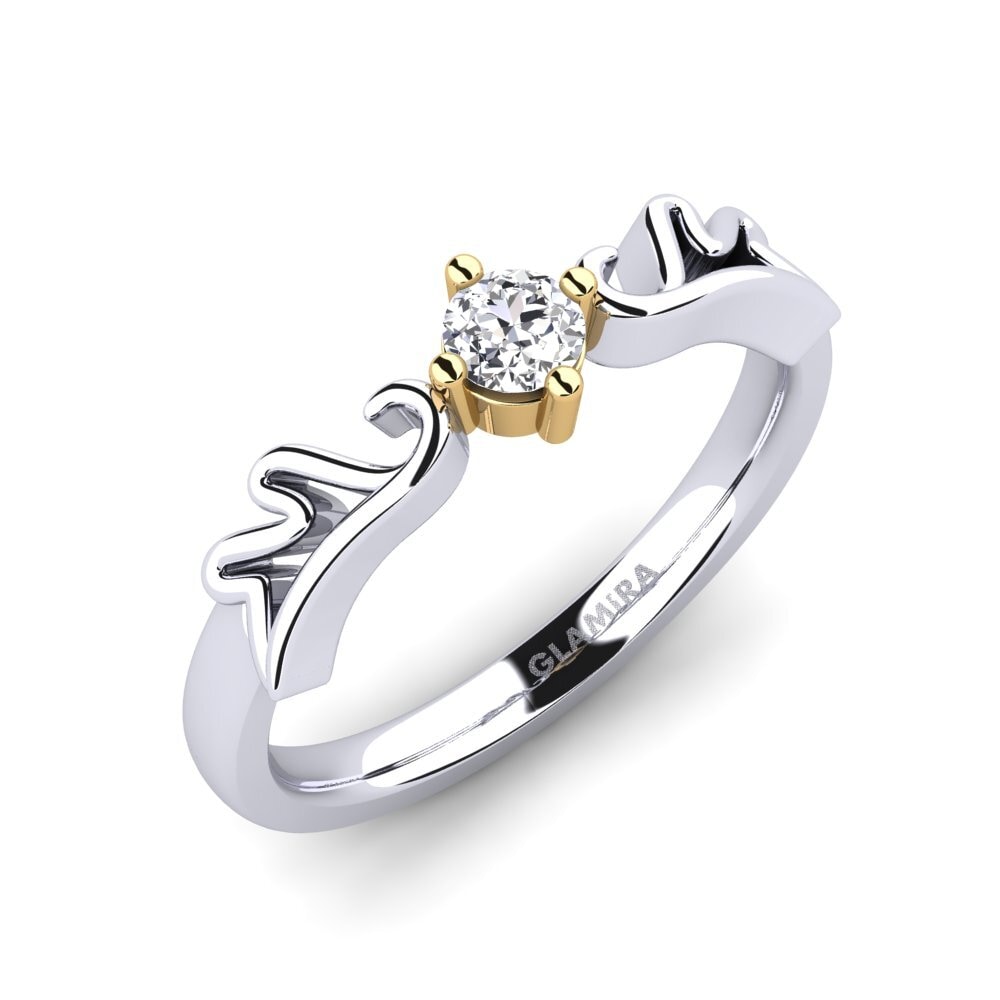 18k Oro Blanco & Amarillo Anillo de compromiso Maya 0.16 crt