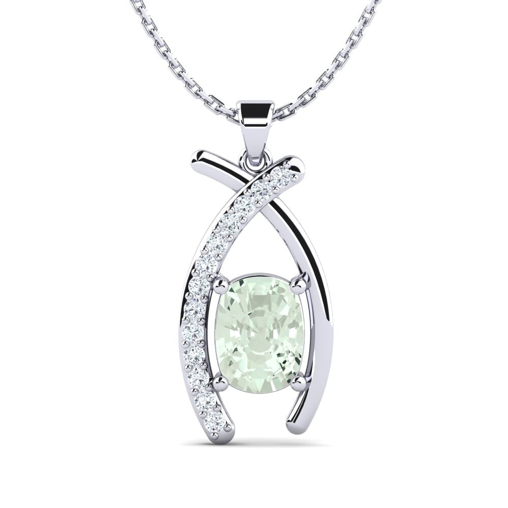 950 Palladium Green Amethyst Women's Pendant Mayzelle