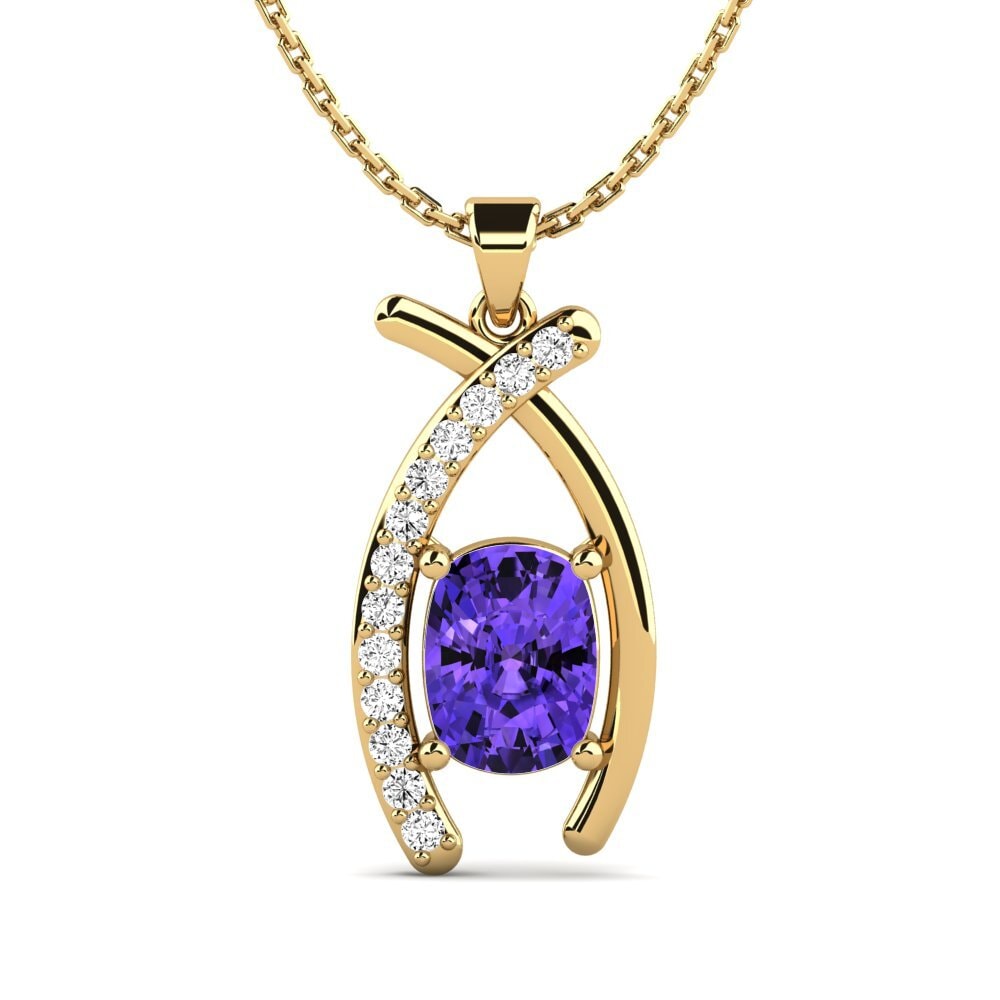 Gelbgold 585 Tansanit Damen anhänger Mayzelle