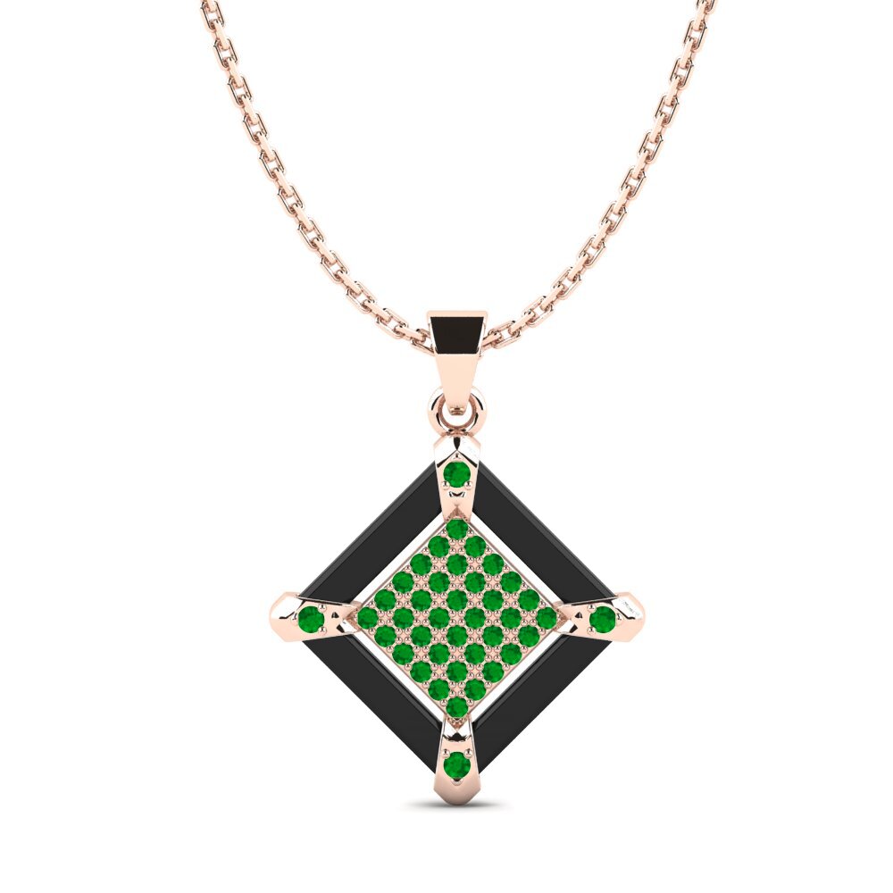 9ct Rose Gold Emerald Women's Pendant Mcburry