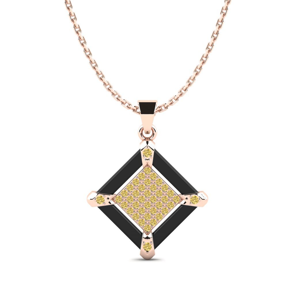 9ct Rose Gold Yellow Diamond Women's Pendant Mcburry