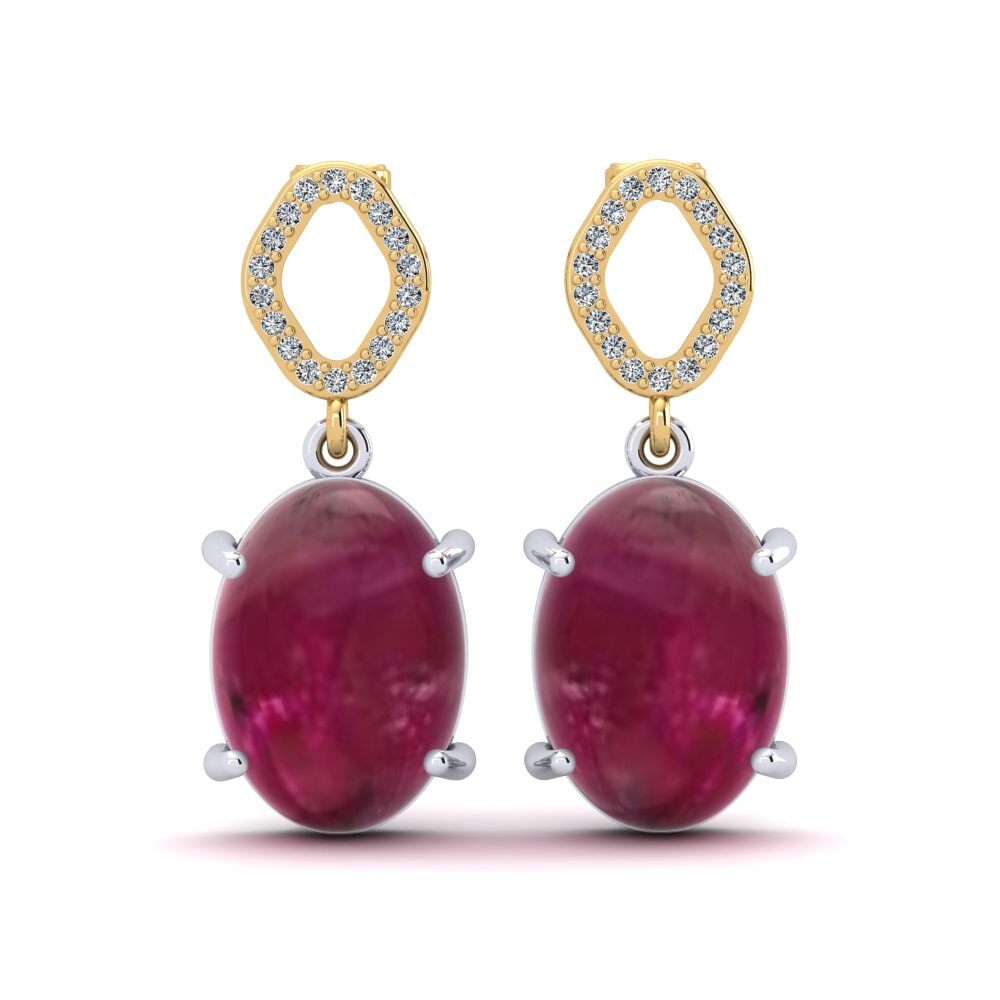 Order Women's Earring Meantuna in Cabochon Oval cut 24 Carat 9ct