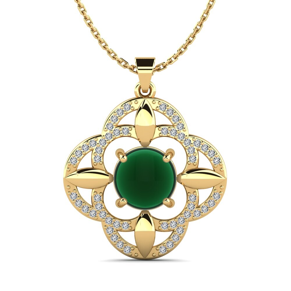 9k Oro Amarillo Esmeralda Cabujón Colgante de Mujer Meditrina