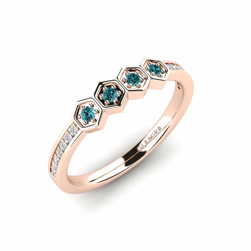 Anillo Meera Oro Rosa 585 & Diamante Azul & Diamante
