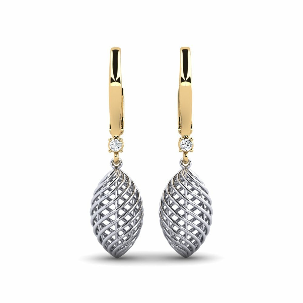 14k Oro Amarillo & Blanco Pendiente de mujer Mehtunajos