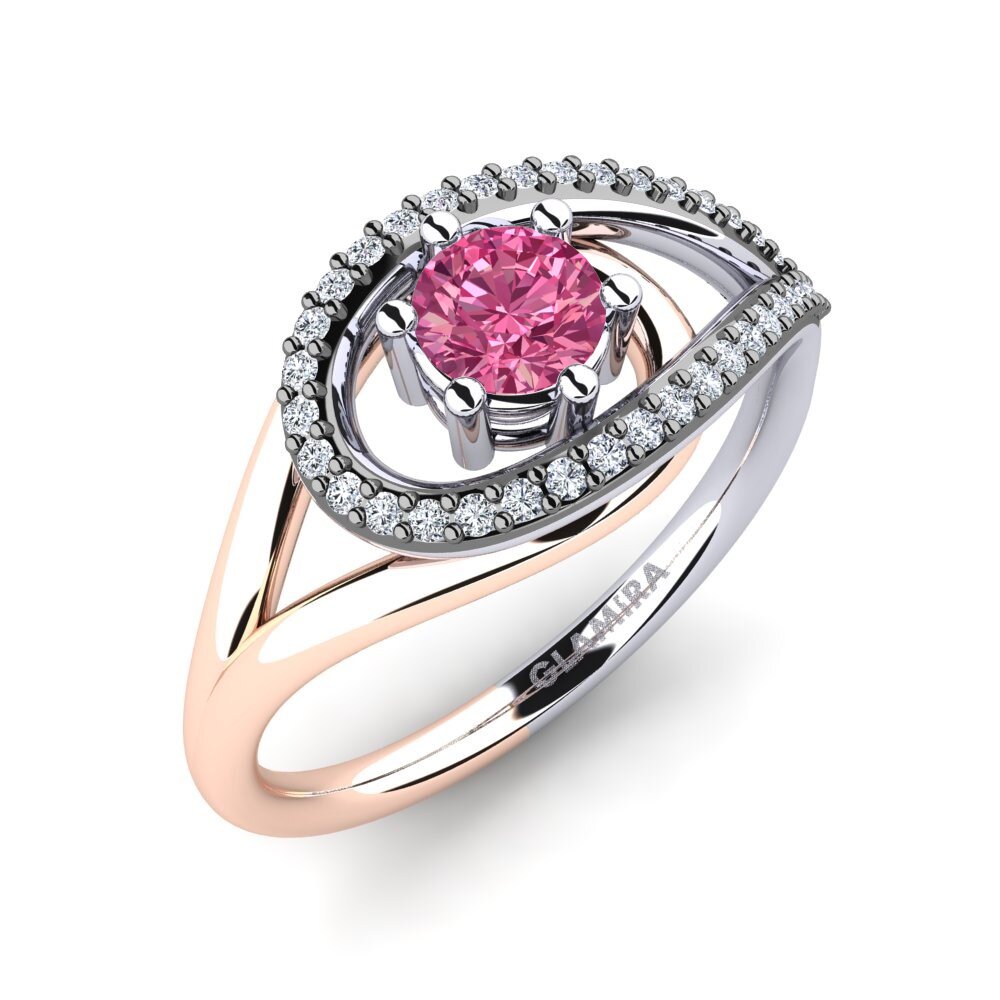 14ct White & Rose Gold Pink Tourmaline Engagement Ring Mei