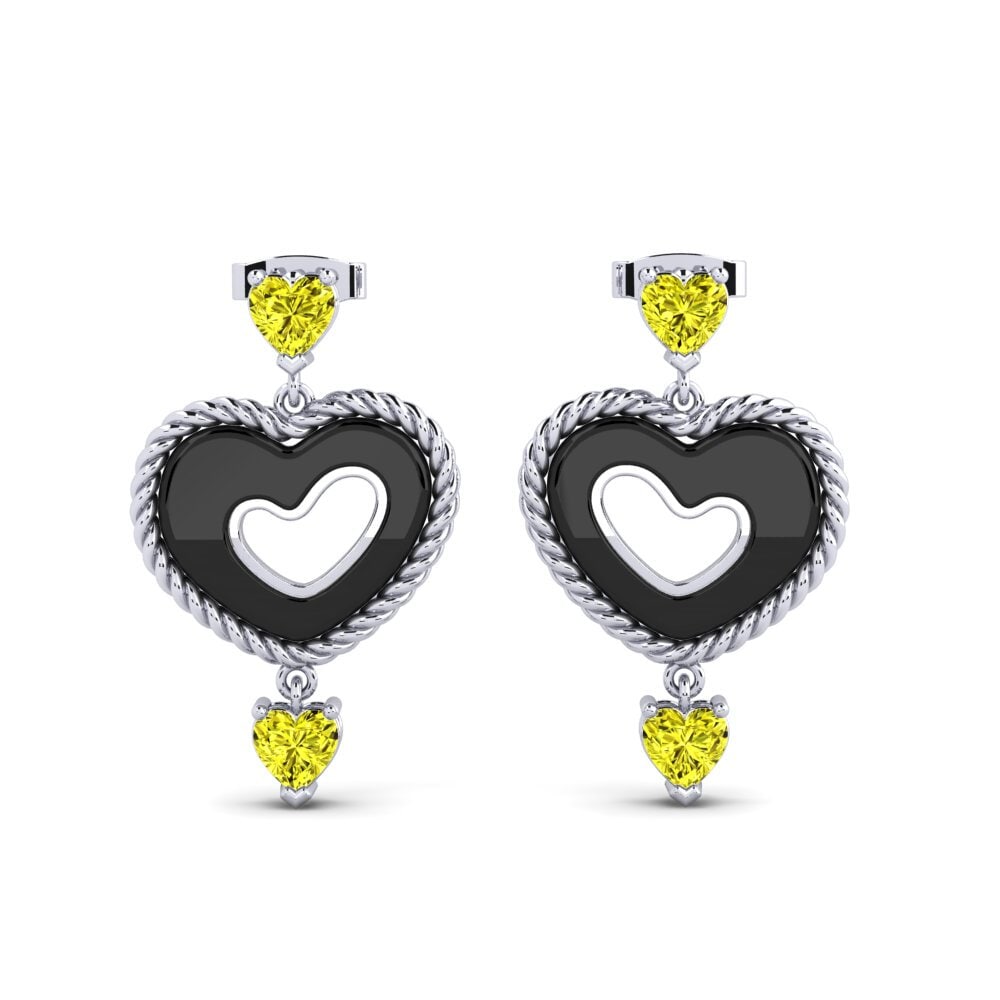 14ct White Gold Yellow Diamond Women's Earring Meinecke