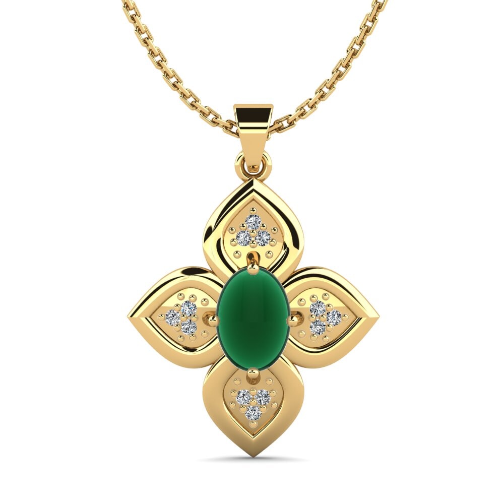 9k Oro Amarillo Esmeralda Cabujón Colgante de Mujer Melibella