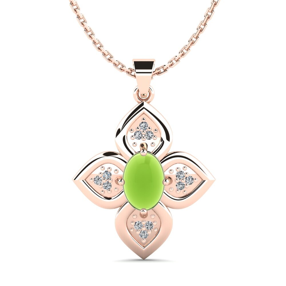 14k Oro Rosa Peridoto Cabujón Colgante de Mujer Melibella