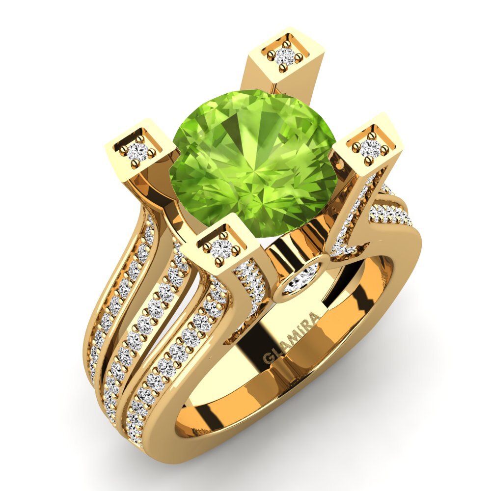 9k Oro Amarillo Peridoto Anillo de compromiso Melita