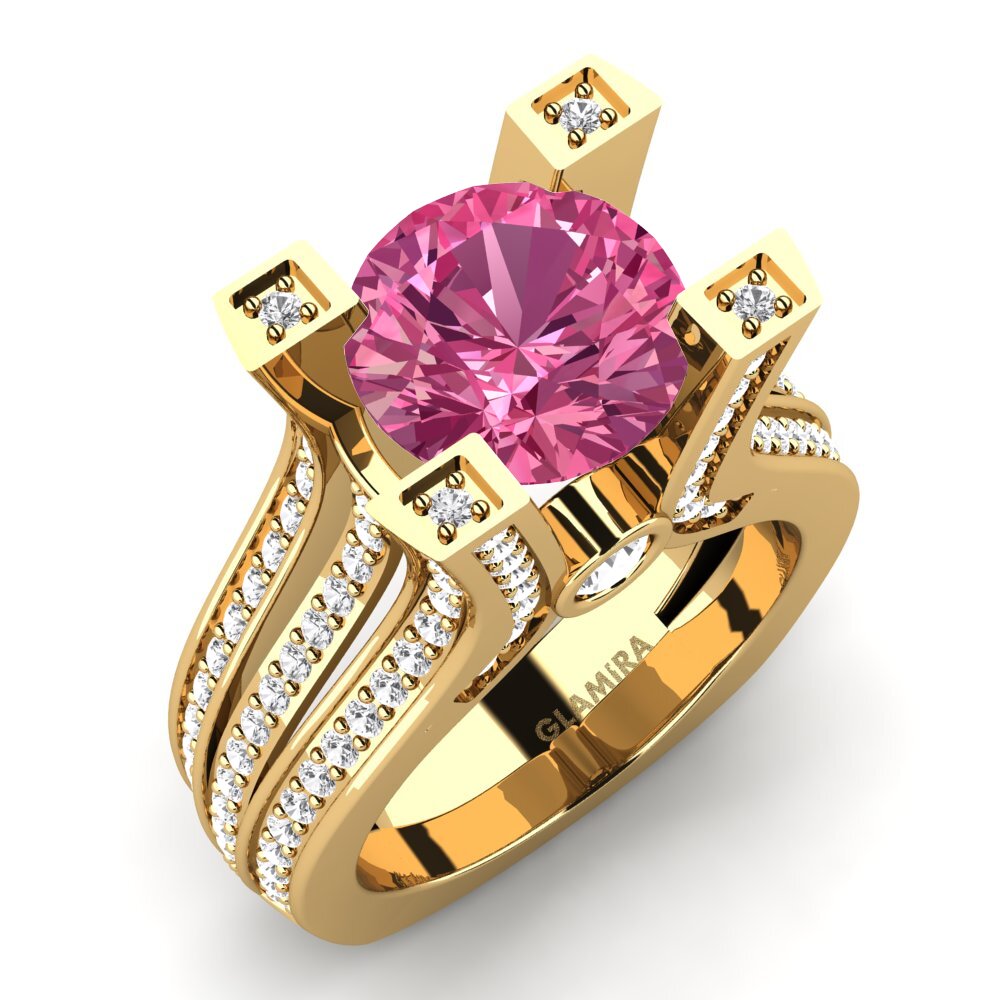 9ct Yellow Gold Pink Tourmaline Engagement Ring Melita