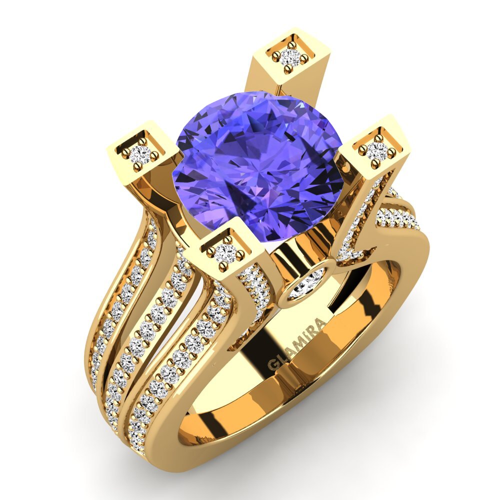 14k Oro Amarillo Tanzanita Anillo de compromiso Melita