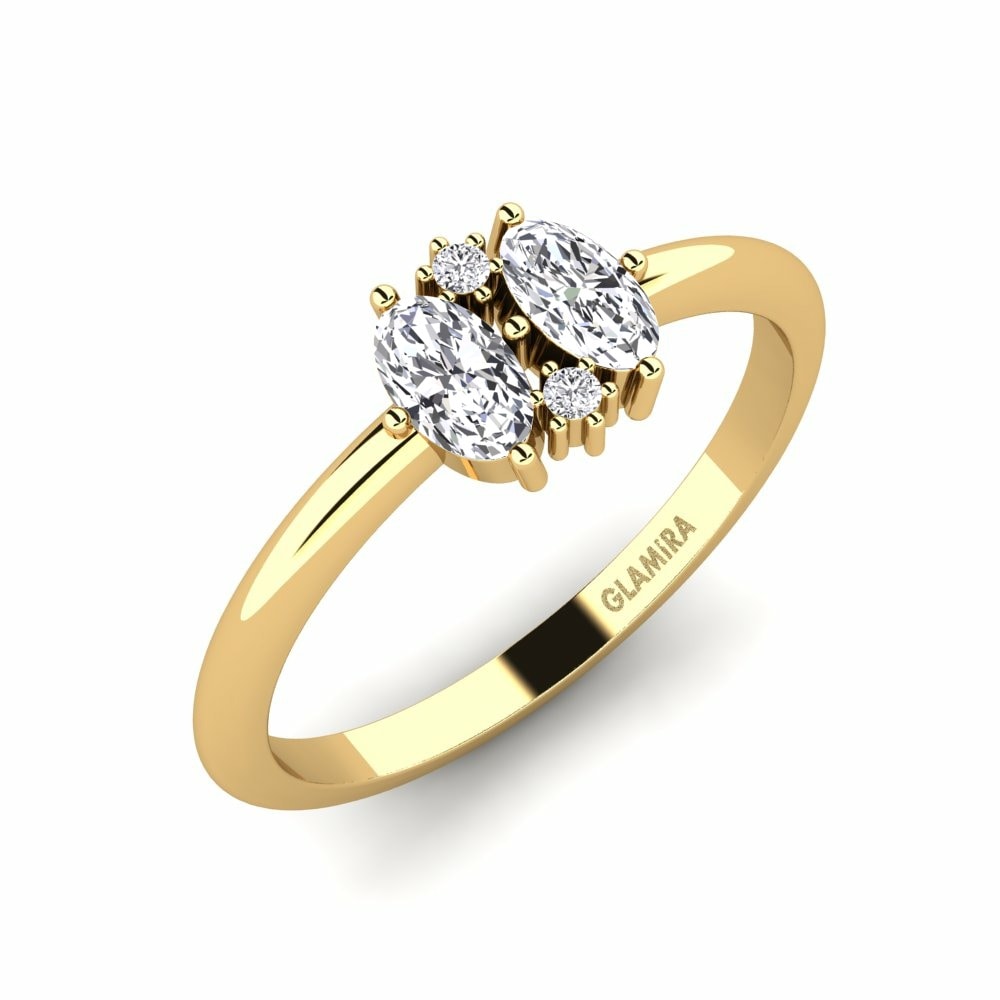 橢圓形 0.4 重量（克拉） Two-Stone 鑽石 14k 黃色K金 戒指 Mell