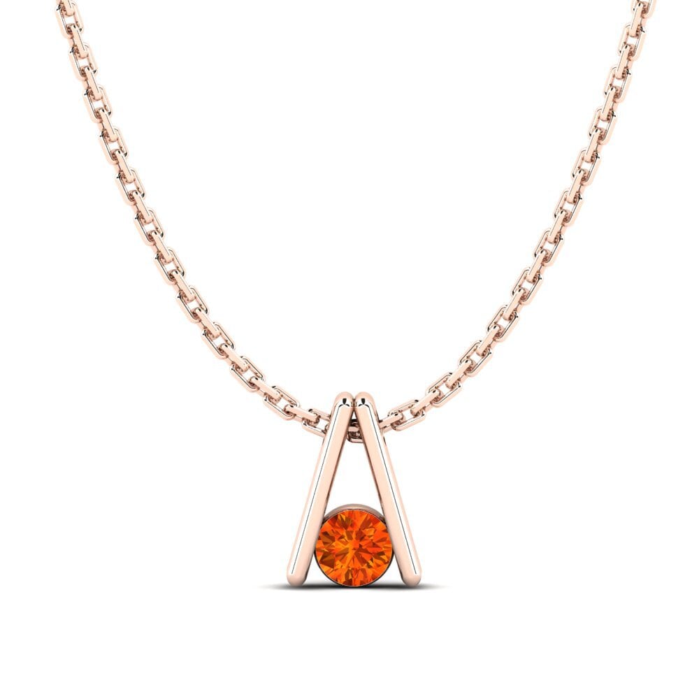 14k Oro Rosa Zafiro Naranja Collar de Mujer Melsa