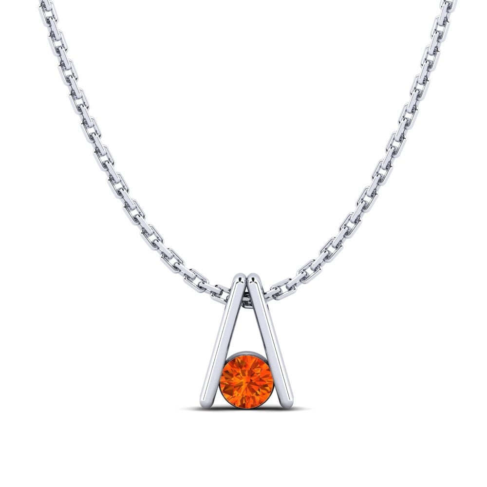 14k Oro Blanco Zafiro Naranja Collar de Mujer Melsa