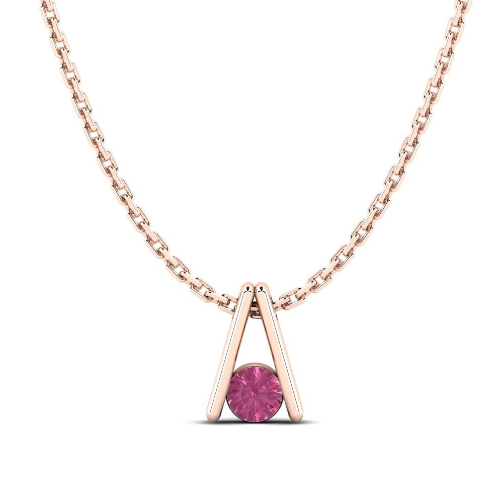 9k Oro Rosa Turmalina rosa Collar de Mujer Melsa