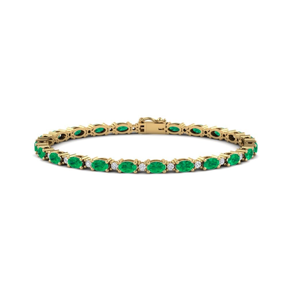 14k Oro Amarillo Esmeralda Pulsera de Mujer Melva