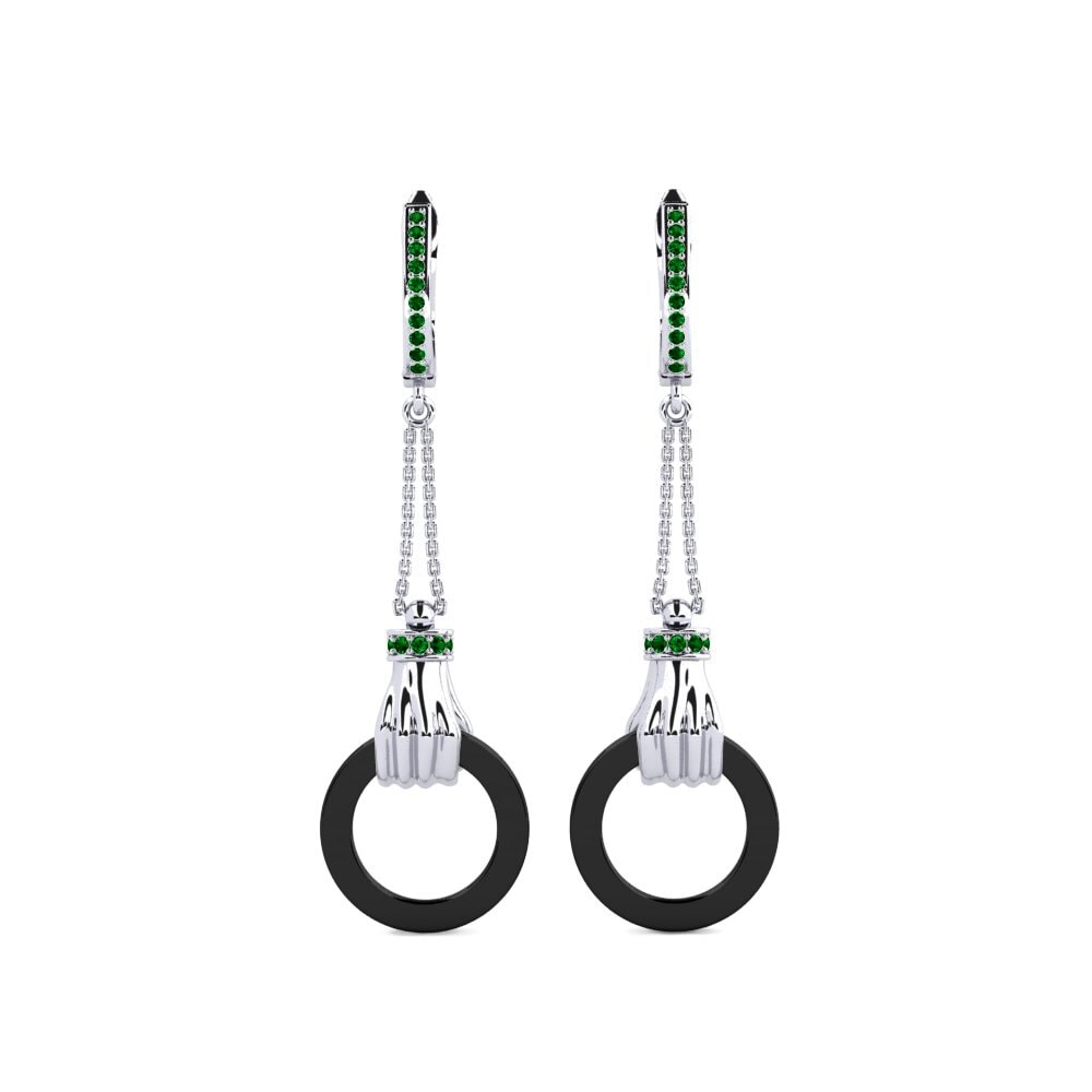 950 Platinum Green Zirconia Women's Earring Membolina