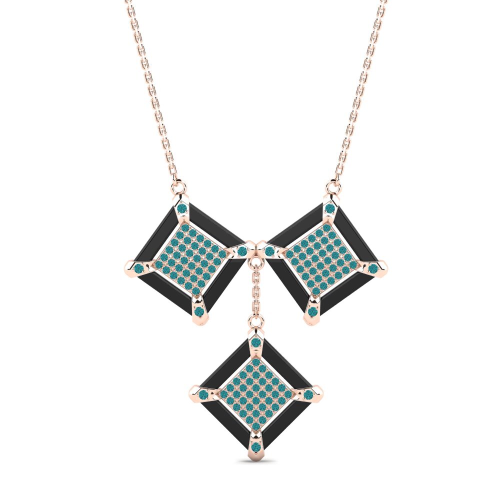 18ct Rose Gold Blue Diamond Women's Necklace Membora